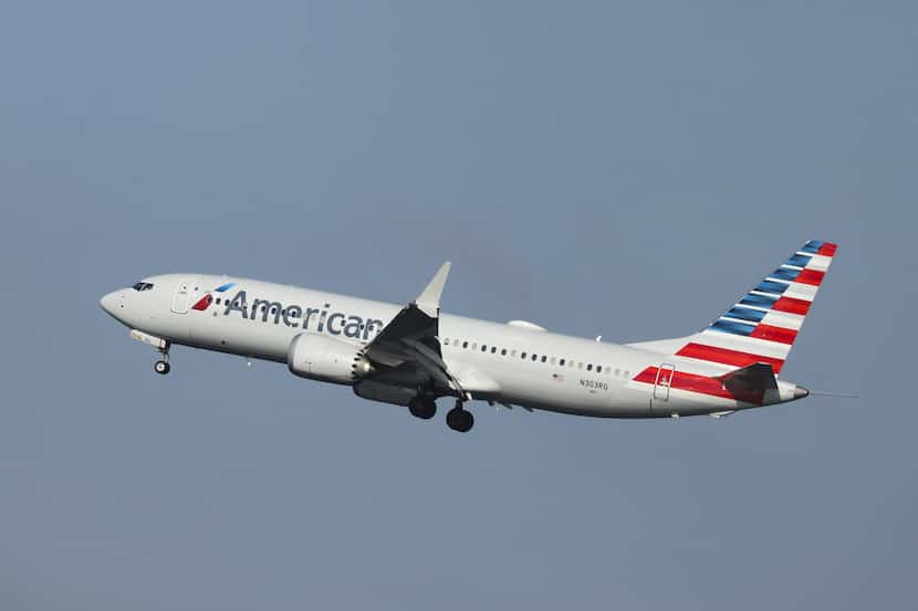 An American Airlines Boeing 737 Max 8, on a flight from Miami to New York City, prepares to...