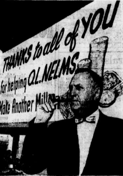 Nelms with one of his billboards in a 1972 issue of The Dallas Morning News.