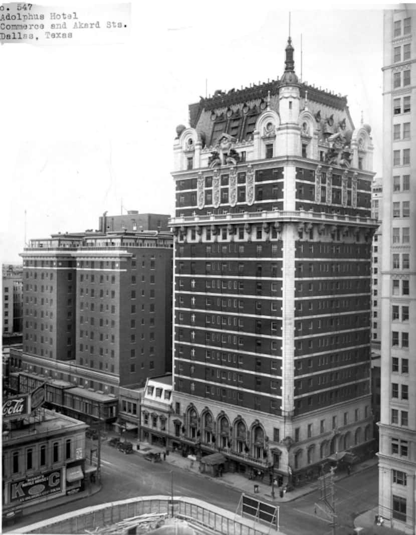 Lang & Witchell's 1918 addition to the Adolphus, built around two infill buildings on...