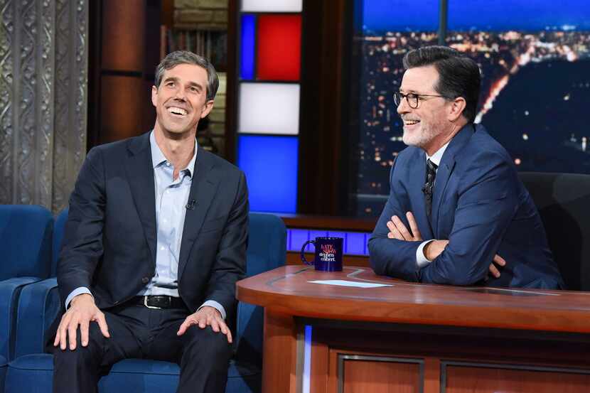 The Late Show with Stephen Colbert and guest Rep. Beto O'Rourke during Wednesday's September...