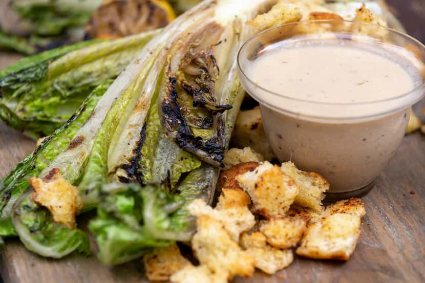 Grilled Romaine Spears with Caesar dressing