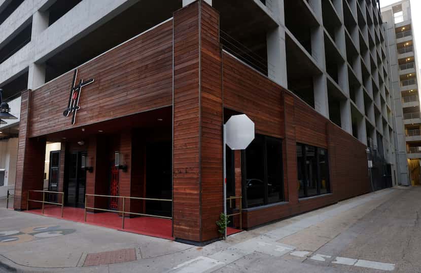 An exterior view of Lit Lounge & Feu Nightclub on N. Harwood St in downtown Dallas, May 7,...