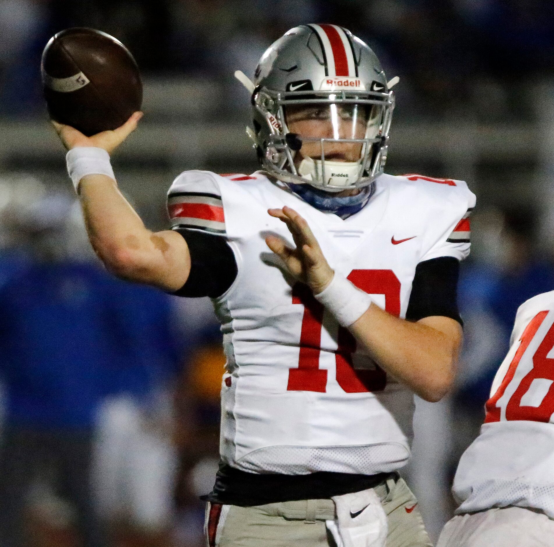 Lovejoy High School quarterback R.W. Rucker (10) throws a pass during the first half as...