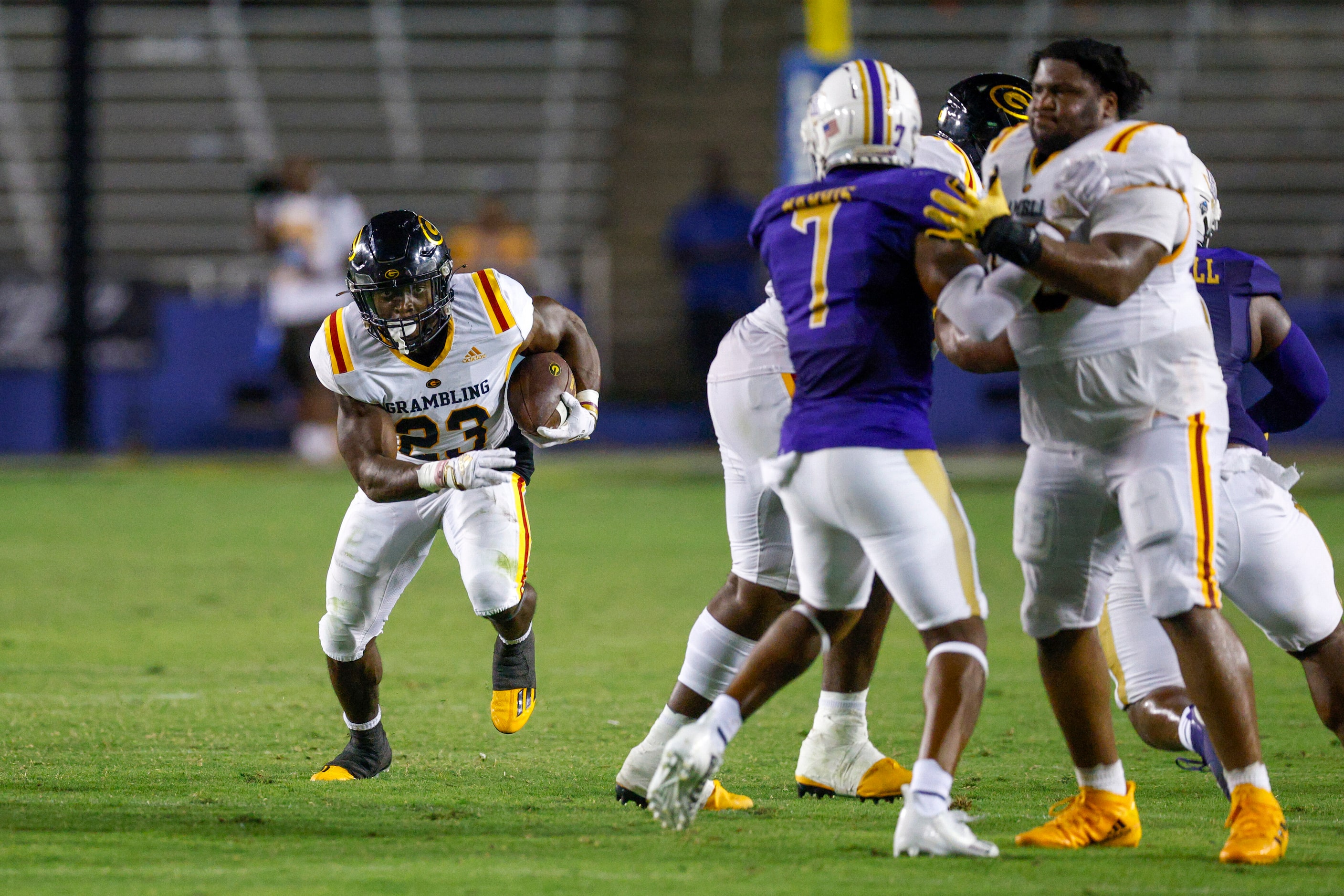 Grambling State running back Keilon Elder (23) runs up field during the second half of the...