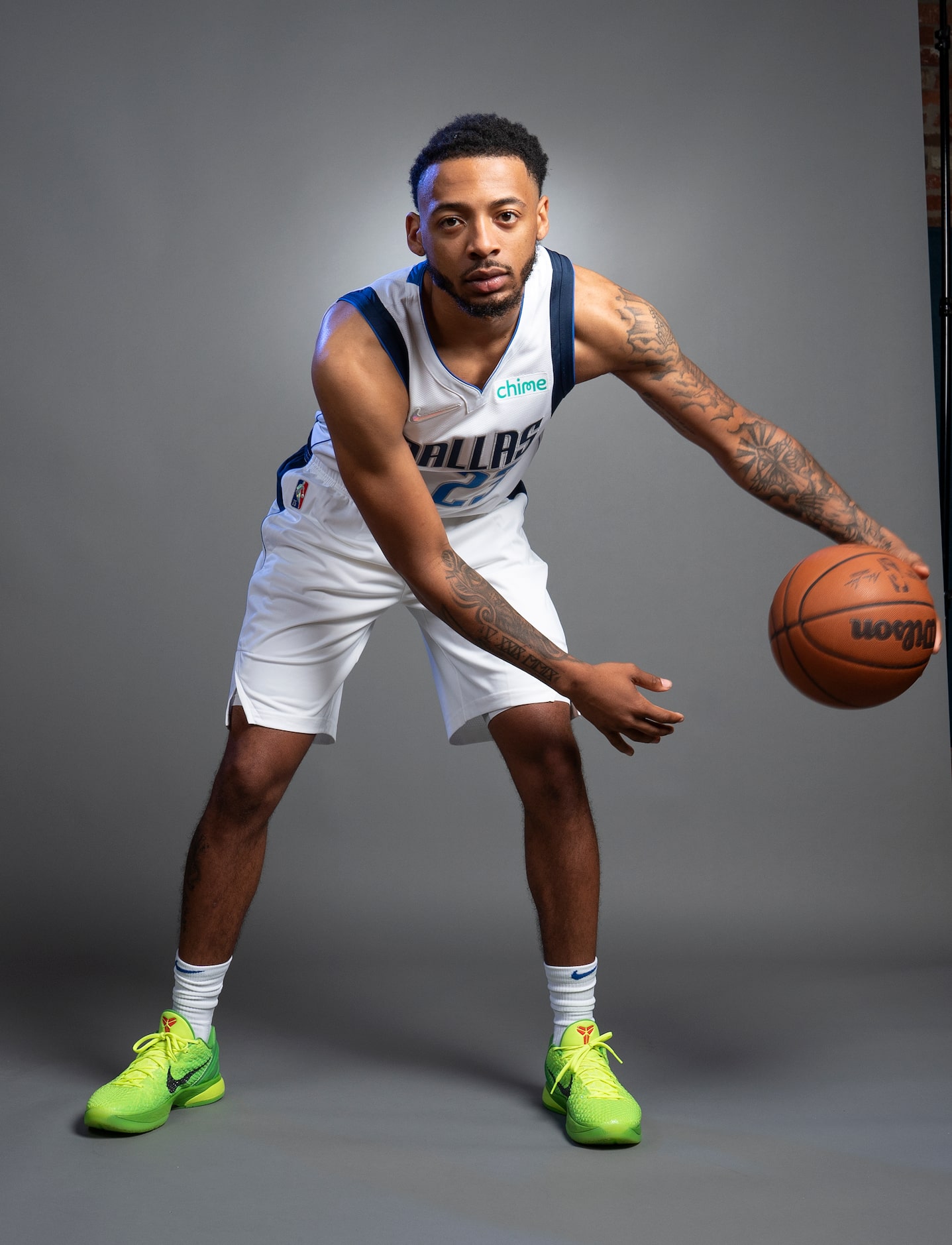 Dallas Mavericks guard Carlik Jones (23) poses for a portrait during the Dallas Mavericks...