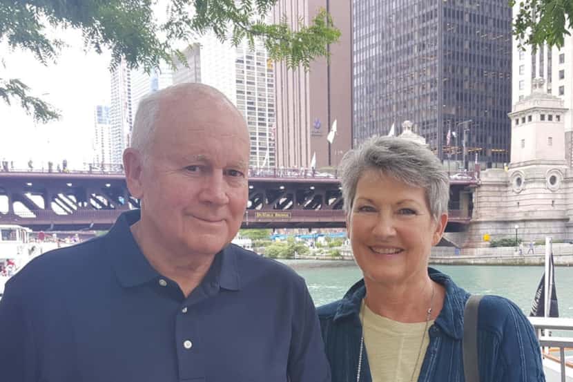 Scott Burns and his wife Carolyn are shown on an architectural tour of Chicago in September.