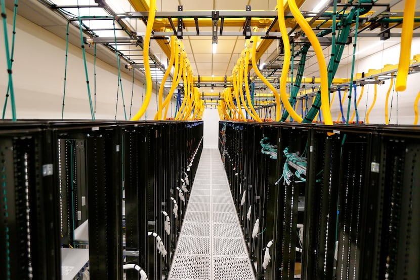Empty racks in a planned data center at QTS Data Center in Irving, Texas on Sept. 14, 2017. 