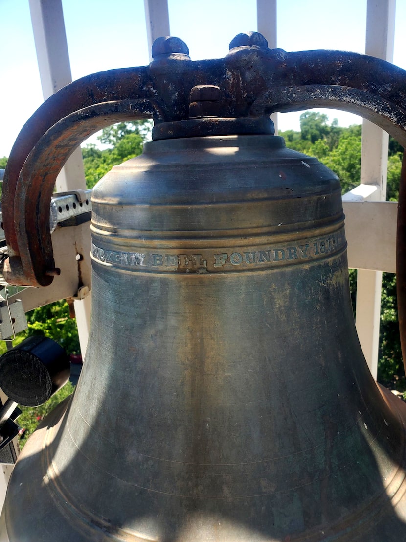 The bell in the St. John's Episcopal Church tower was cast in 1879 by the Vanduzen and Tiff...