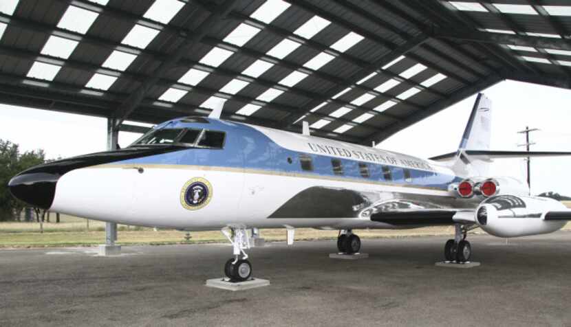 A Lockheed JetStar aircraft used by Lyndon Johnson during his years as vice president and...