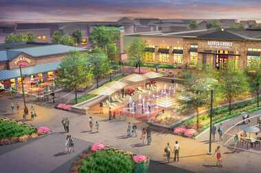 The rendering shows the redesign of the north courtyard at The Shops at Highland Village.