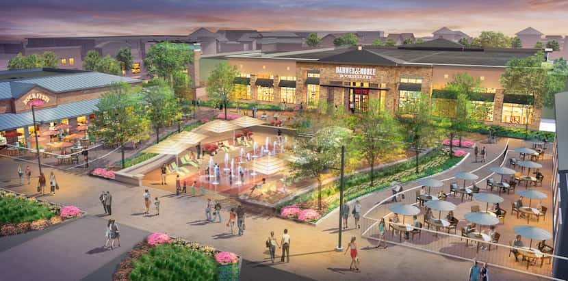 The rendering shows the redesign of the north courtyard at The Shops at Highland Village.