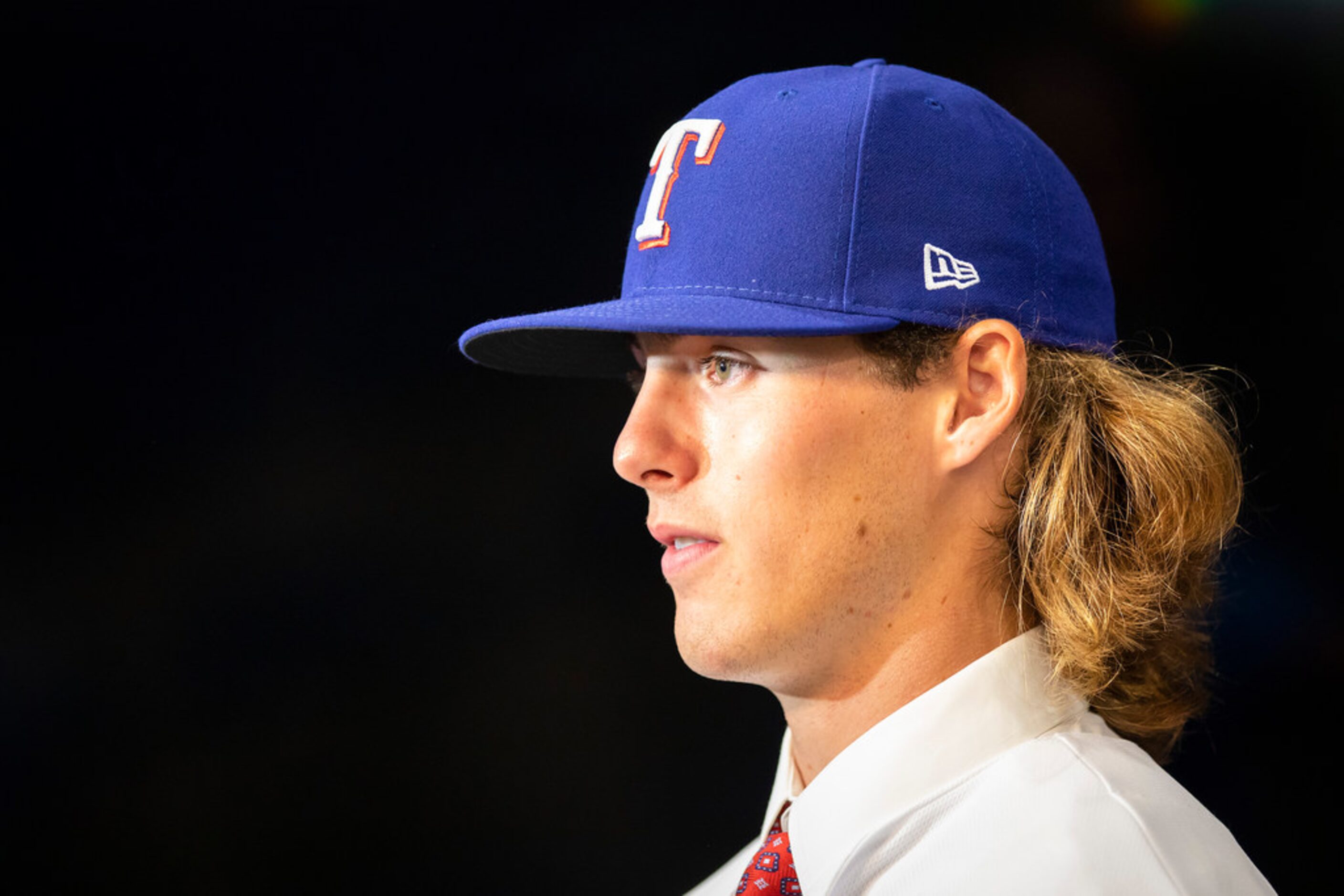 Texas Rangers 4th round pick, pitcher Mason Englert  of Forney (TX) High School, is...