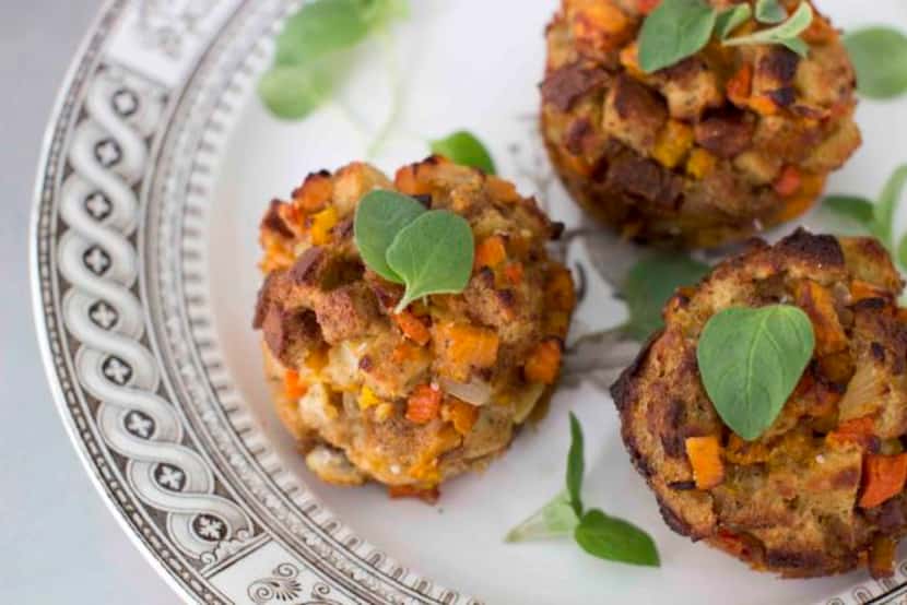 
Golden Stuffing Muffins, with carrot, sweet potato and butternut squash, are an interesting...
