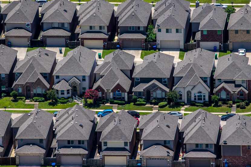 A file photo shows homes in a North Texas neighborhood.