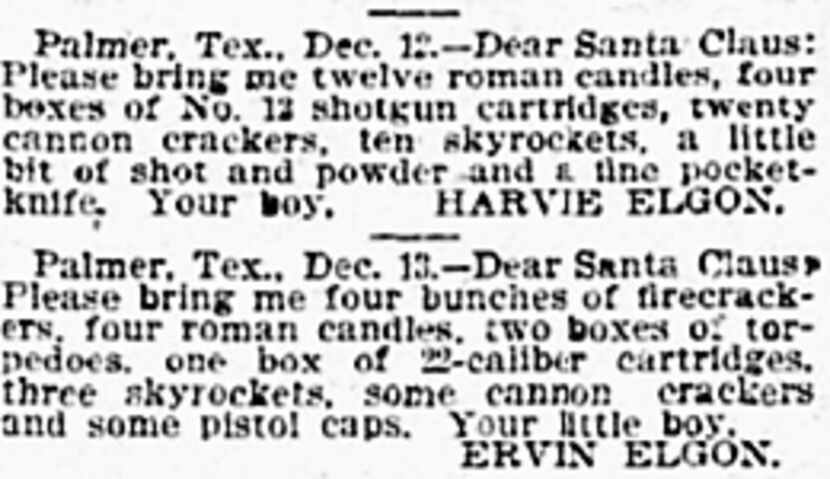 1900: The Elgon brothers asked Santa for a whole arsenal of fireworks, along with a few...