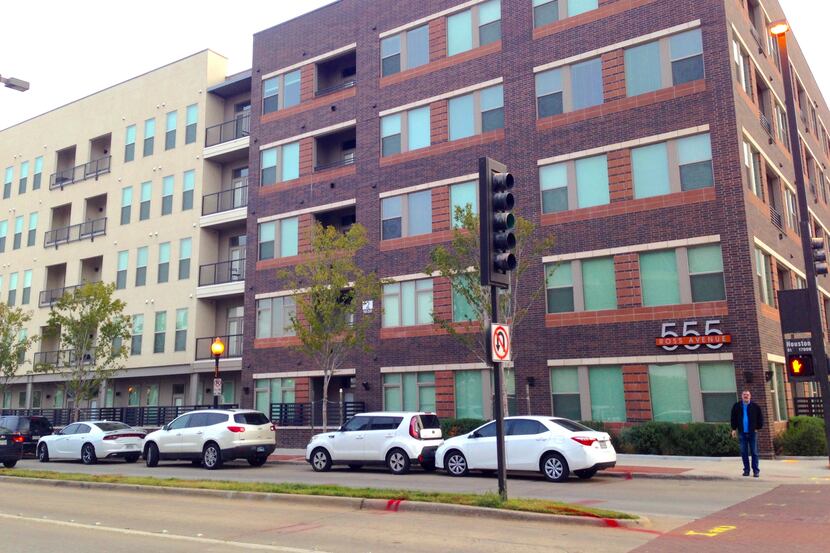 The 555 Ross Avenue apartment community opened last year.