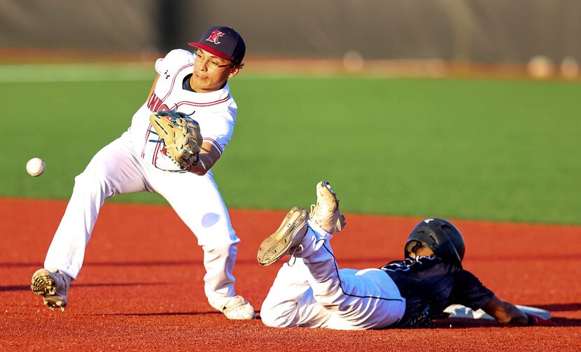 Molina shortstop Martin Colunga (r) steals second base against Kimball second baseman...