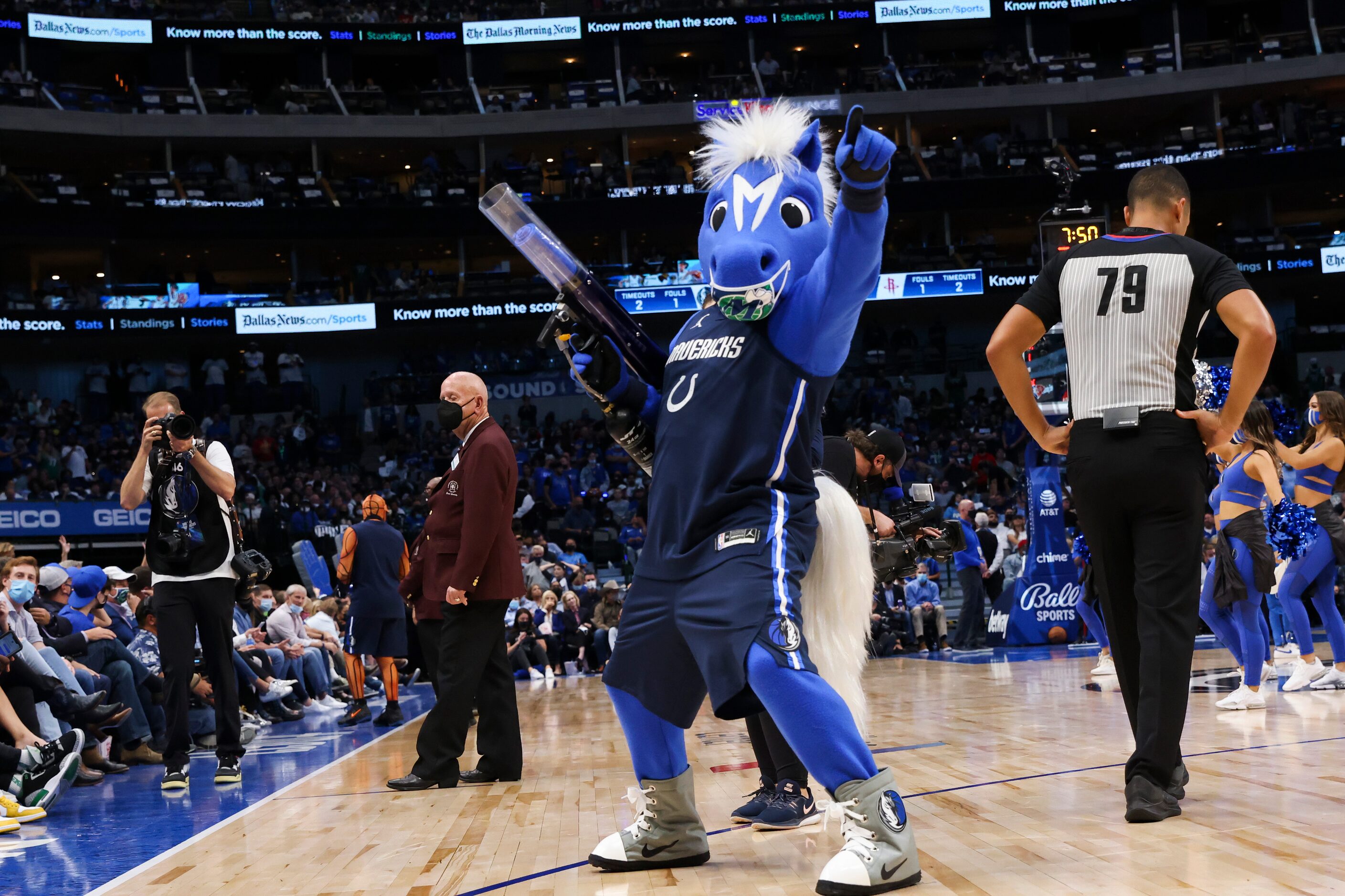 The Dallas Mavericks Champ during the fourth quarter of their home opener against the...