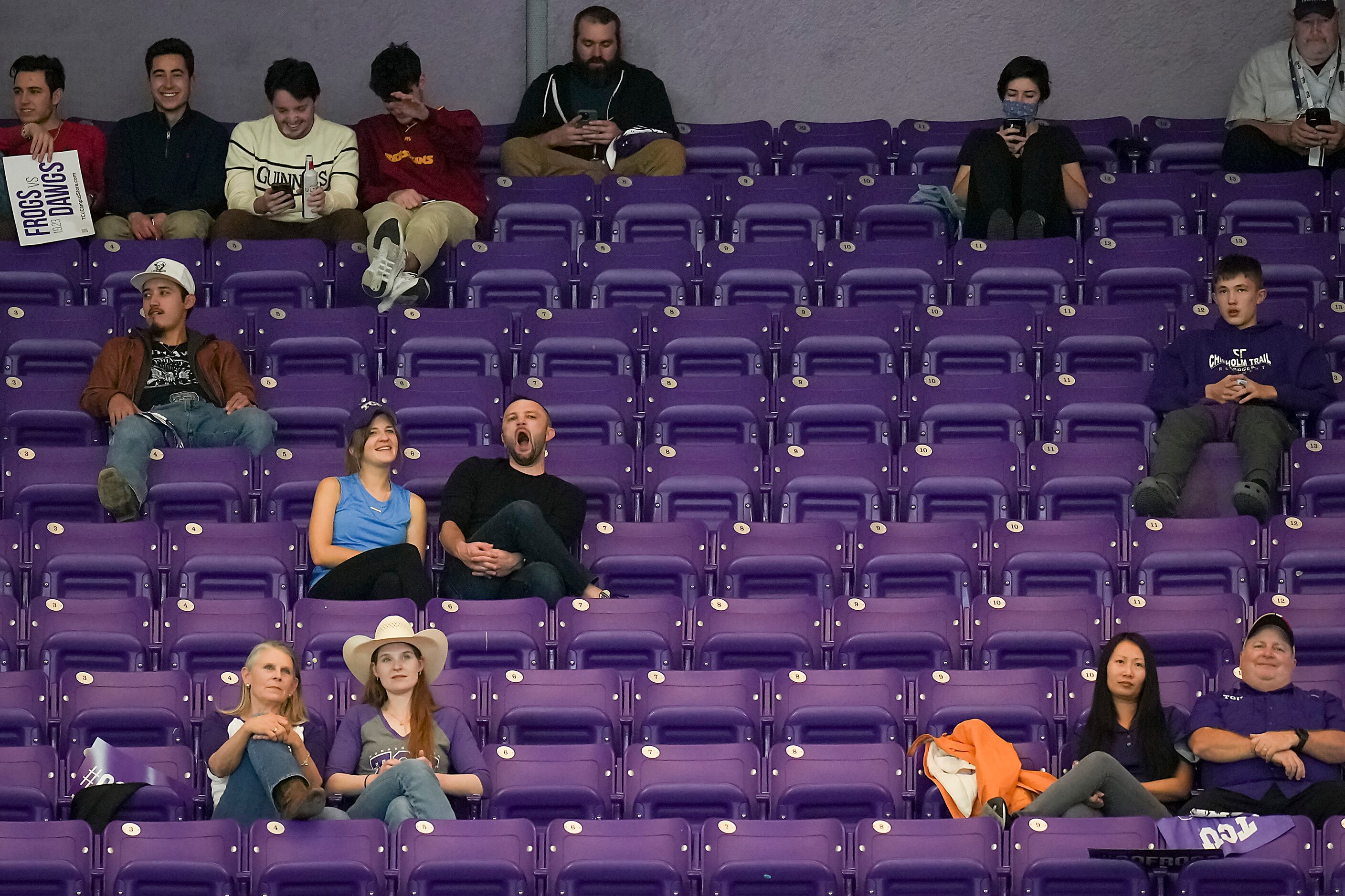 TCU fans watch the third quarter during a College Football Playoff National Championship...