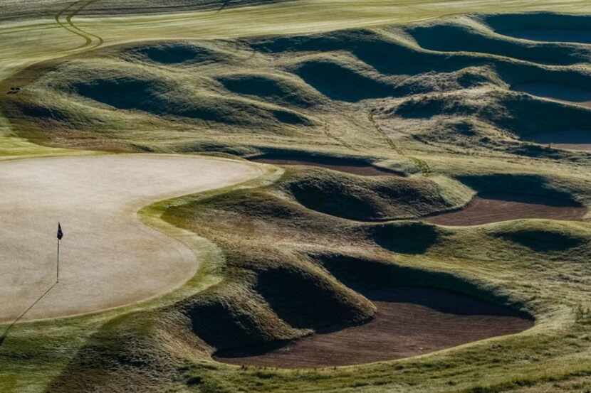 The 354-yard par-4 No. 13 at Maridoe Golf Club in Carrollton, Texas, features an undulating...