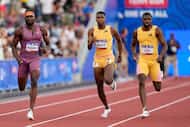 Noah Lyles wins the men's 200-meter final during the U.S. Track and Field Olympic Team...
