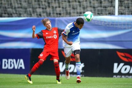 Nicolas Carrera (right) playing for the FC Dallas U17s against Toronto FC in the Sub...