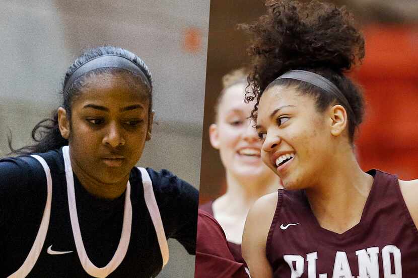 Duncanville's Deja Kelly (left) and Plano's Mikayla Eddins.