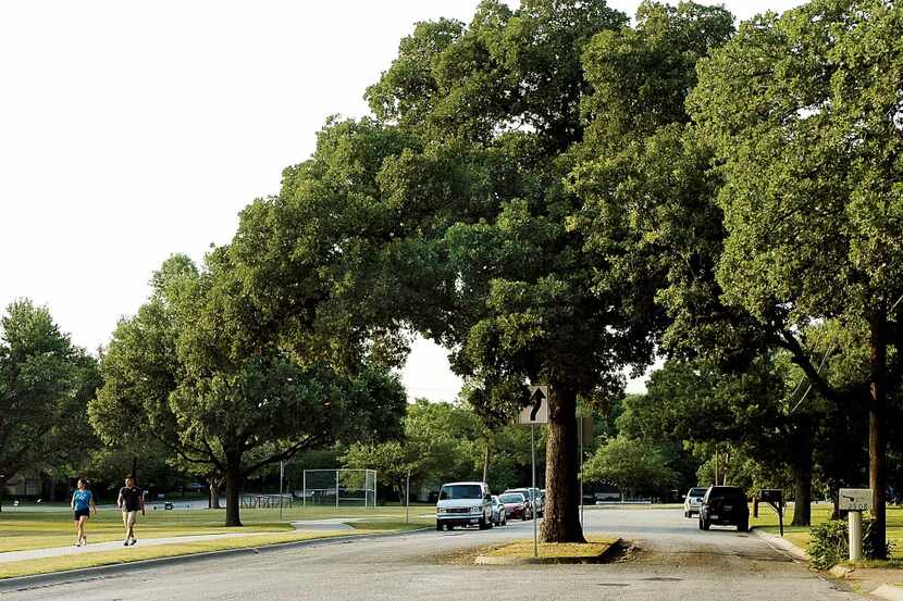 Trees and parks along with meandering roadways and sidewalks define the 'idiot's hill'...