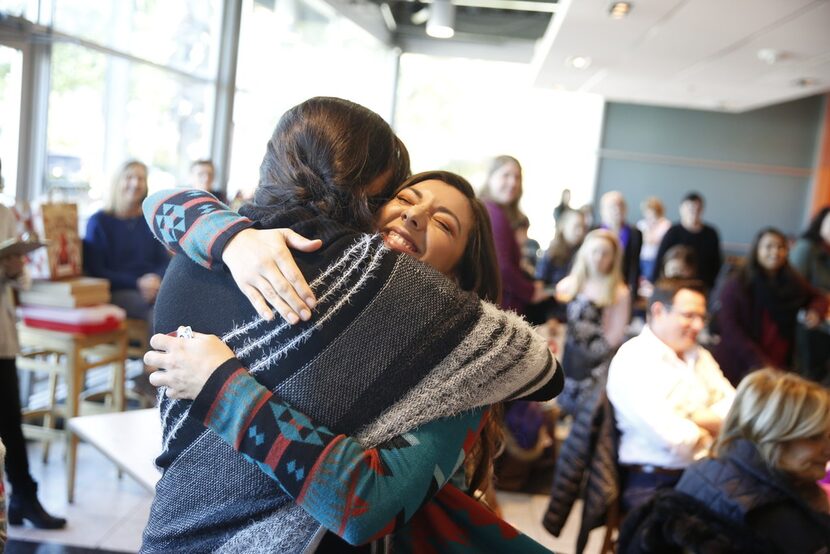 April Adair reacts after being announced as a winner at the contest.