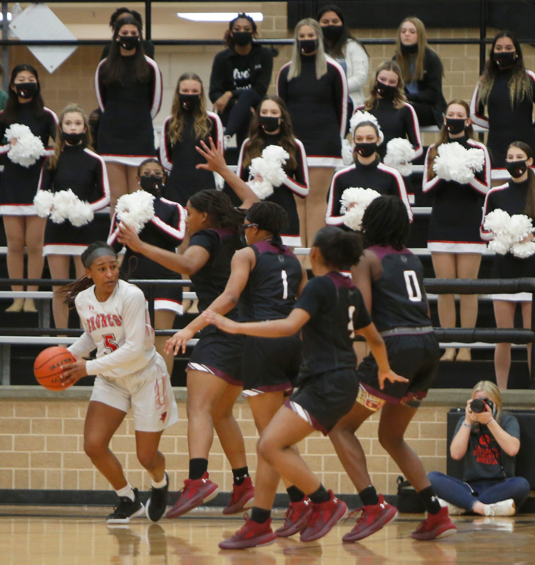 Mansfield Legacy guard Savannah Catalon (5) looks to make an outlet pass as she is...