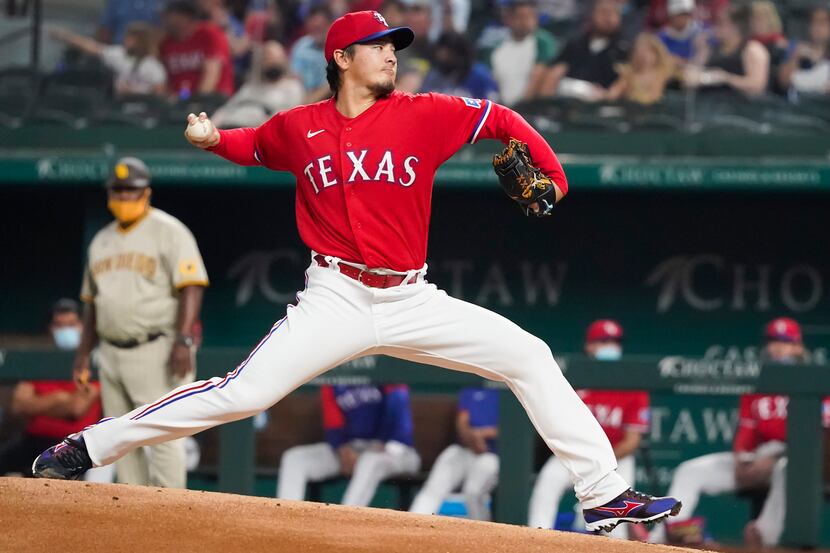 Texas Rangers pitcher Kohei Arihara delivers during the second inning against the San Diego...
