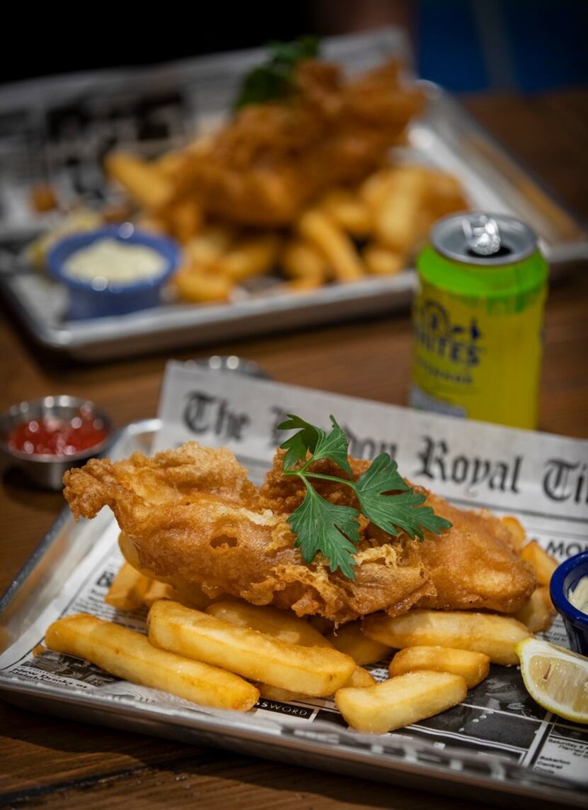 The house favorite fish and chips is the most popular item on the menu at Fish & Fizz in...