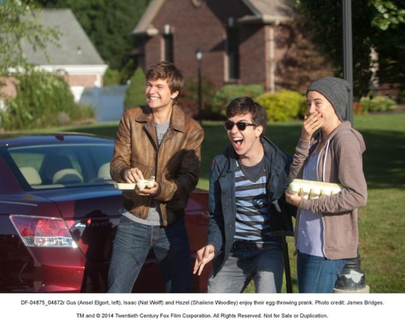 
Gus (Ansel Elgort, left), Isaac (Nat Wolff) and Hazel (Shailene Woodley) enjoy their...