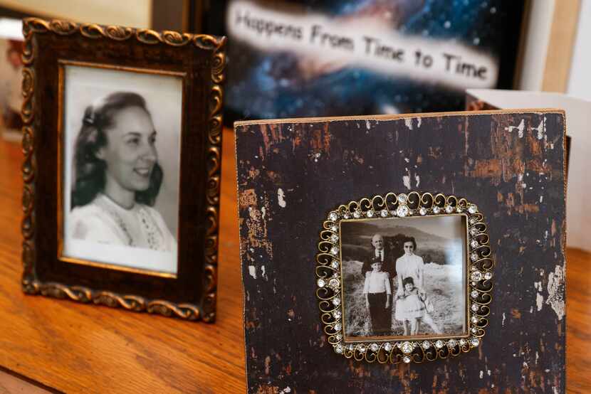 A family photo of Dr. Terri Howard-Hughes overlooking an archived photo of her mother, ...