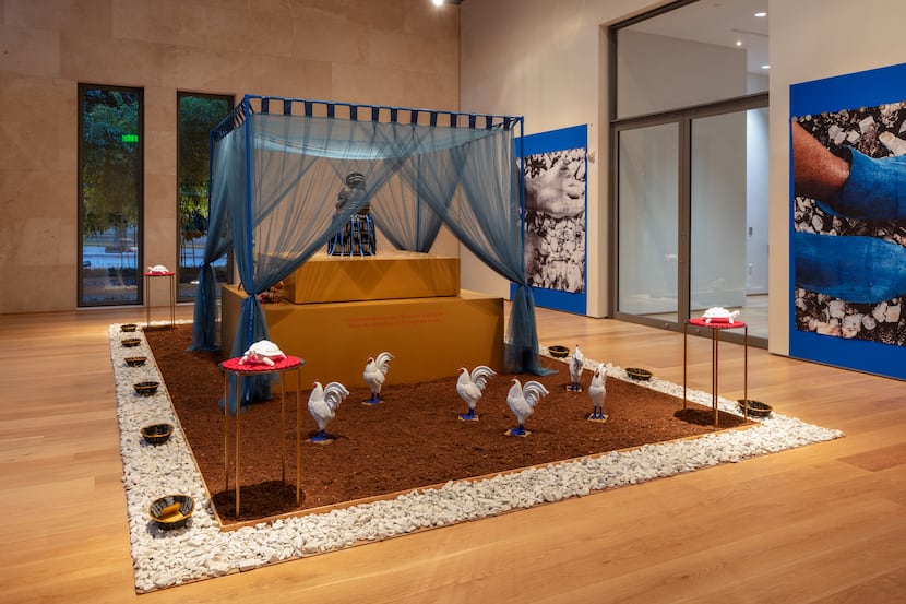 The Nasher Public installation "Stony the Road We Trod: A Shrine to Black America," by...