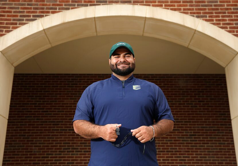 Marco Regalado poses for a portrait at Northwest Eaton High School in Haslet, Texas on...