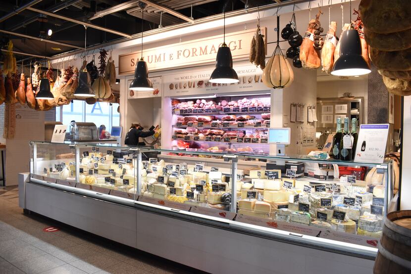 Cheese, salami  and other cured meats at Eataly.