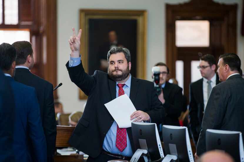 State Rep. Jonathan Stickland, R-Bedford, votes April 3, 2019, at the state Capitol in Austin. 