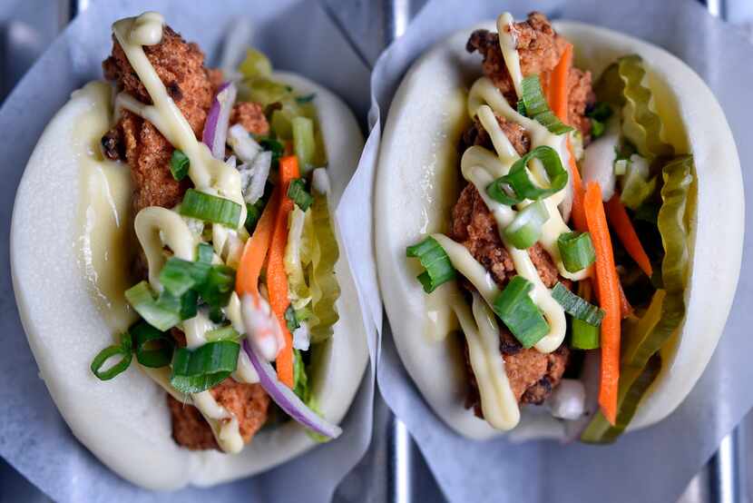 Southern fried chicken steam bums from the restaurant Hot Joy in Dallas.