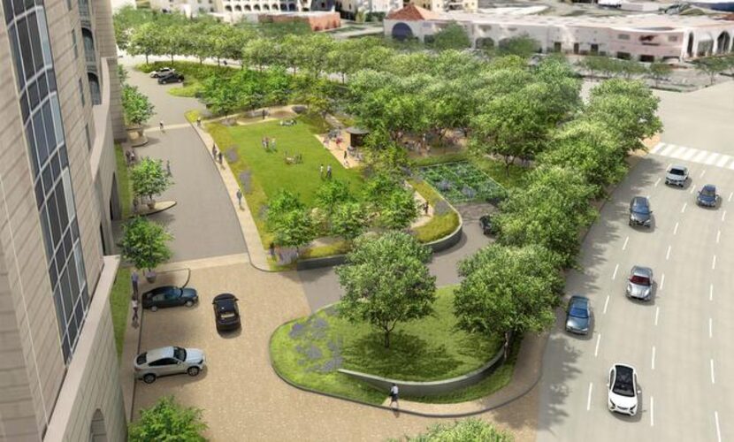 
A rendering shows the new park that will be constructed on the south side of the Crescent...