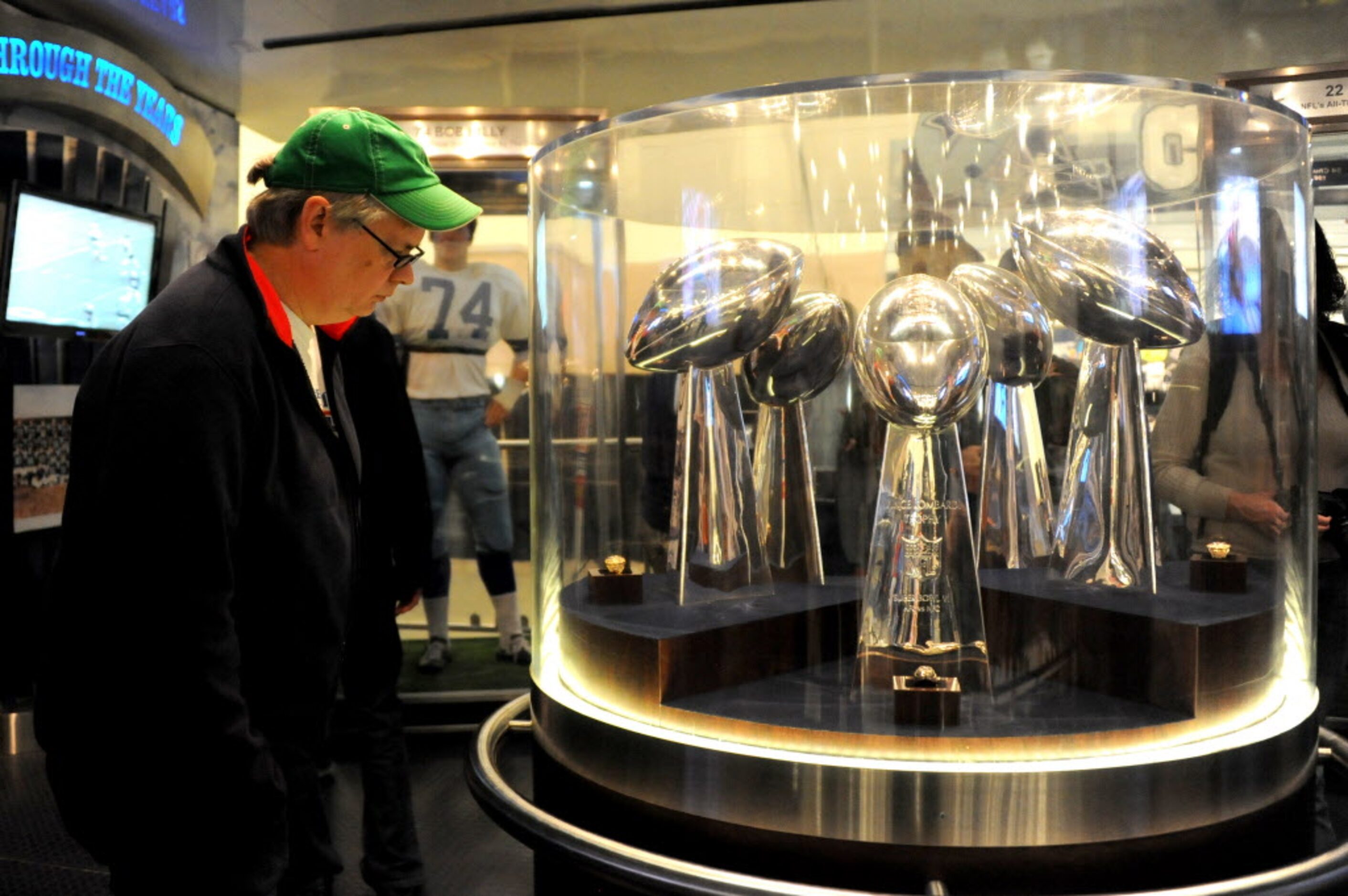 The Cowboys Lombardi trophies are on display at The Ticket Sportsradio annual festival...