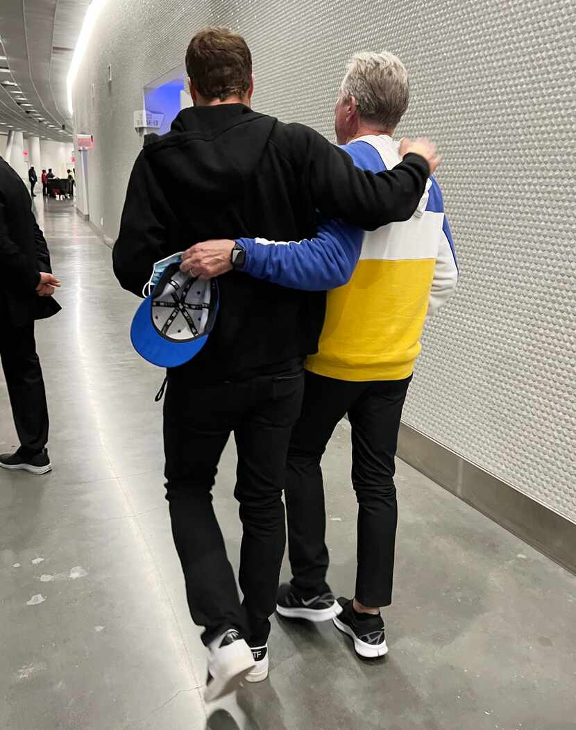 Matthew Stafford shares a special moment with his father, John, after the NFC Championship...