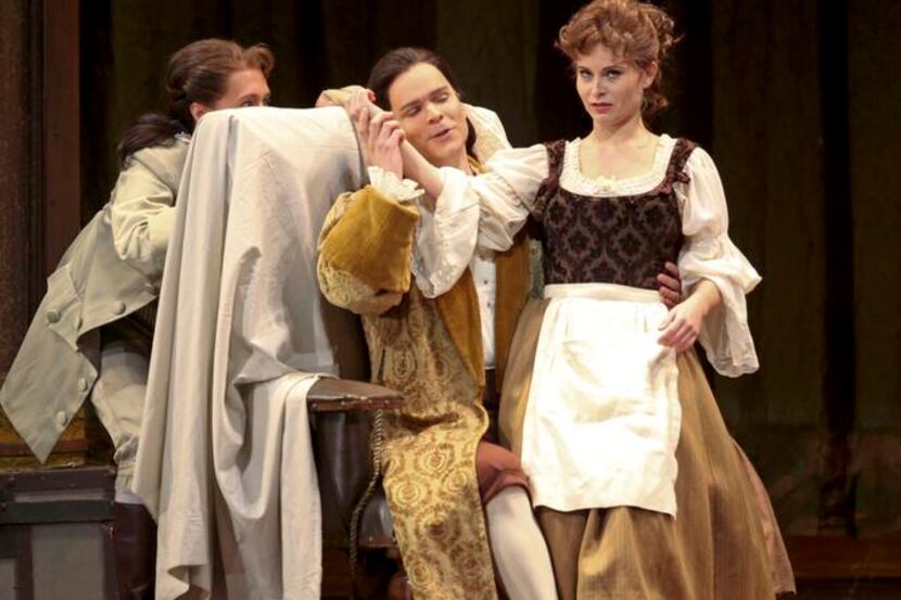 

 
In a scene from Dallas Opera’s Marriage of Figaro, Cherubino (Emily Fons, left) spies on...