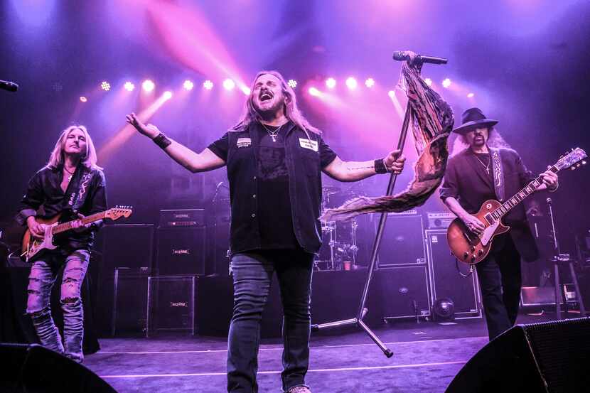 Lynyrd Skynyrd members Mark Matejka, Johnny Van Zant and Gary Rossington perform at SiriusXM...