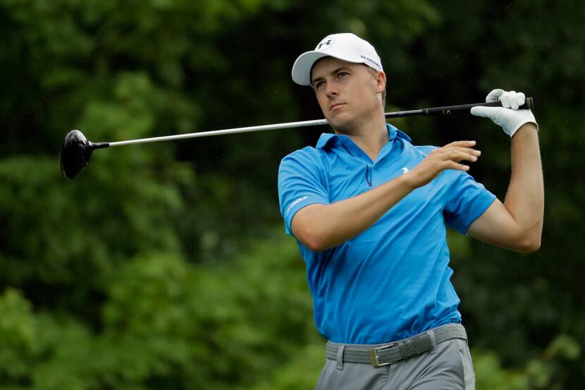 SPRINGFIELD, NJ - JULY 31:  Jordan Spieth of the United States plays his shot from the third...