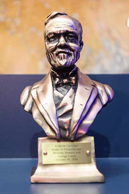 Bronze bust of Andrew Carnegie. The Carnegie Medal was established in 2001 to honor Carnegie...
