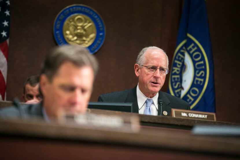 Rep. Mike Conaway (R-Texas) speaks during a hearing of the House Intelligence Committee that...