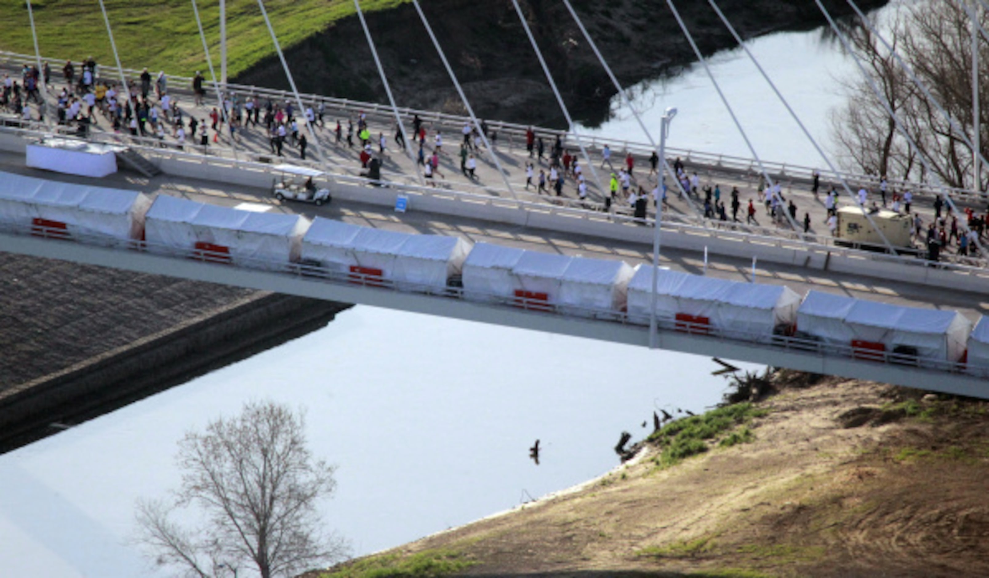 The eighth annual MWH Trinity River Levee Run takes part on the Margaret Hunt Hill Bridge on...