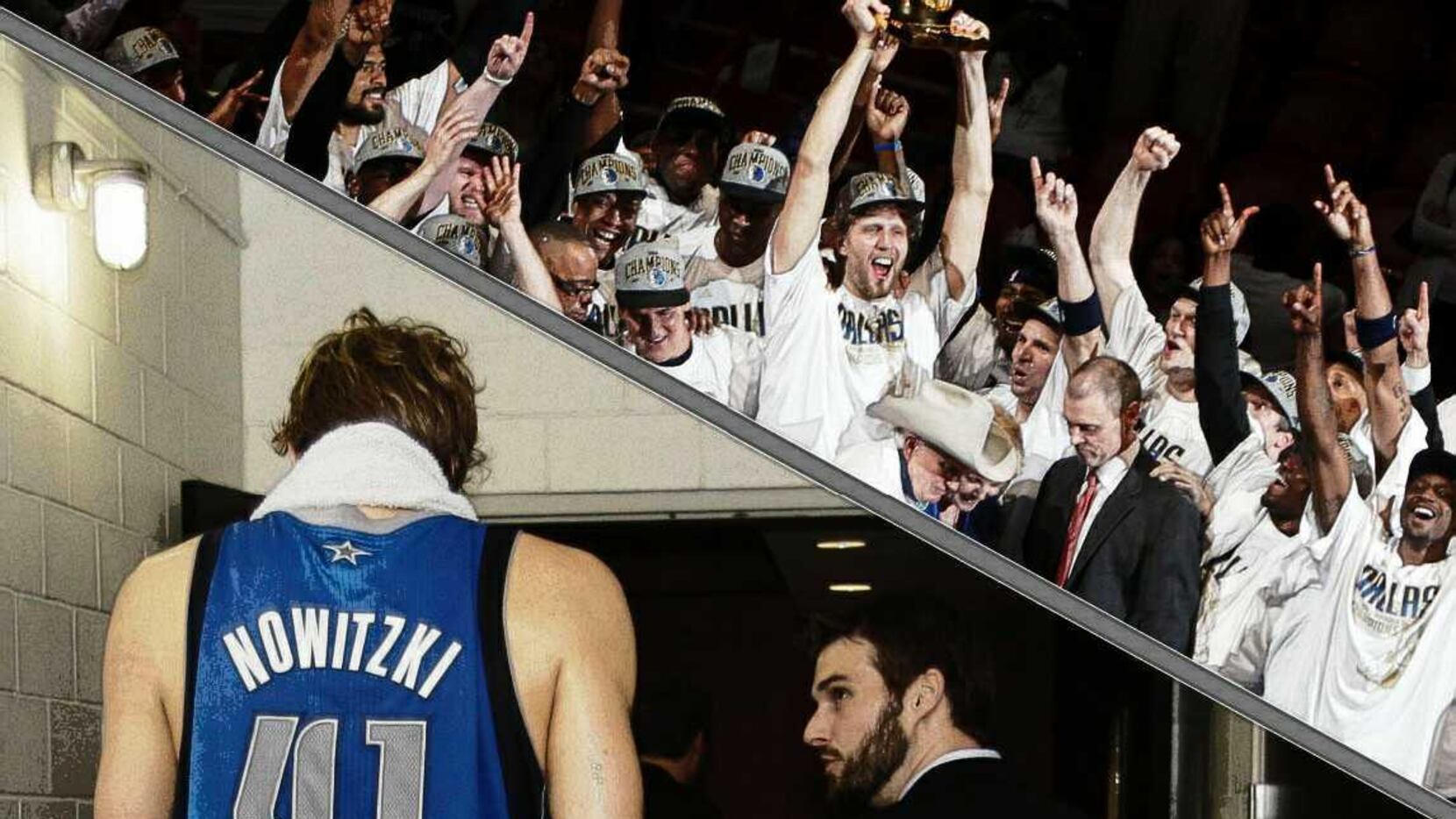 Dirk Nowitzki of the Dallas Mavericks celebrates during a game