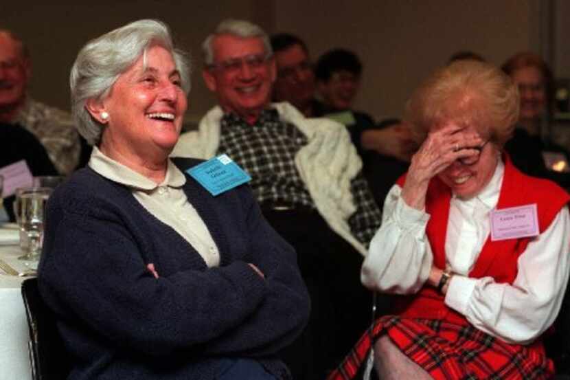 Isabelle Collora (left) and Leora Price laughed during a talk titled 'Sermiotic Expositions...